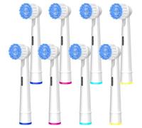 Pro Sensitive Gum Care - Cabezales de repuesto compatibles con cepillos de dientes eléctricos Oral-B, paquete de 8 cabezales de cepillo de dientes de cerdas extrasuaves de alta densidad, color blanco