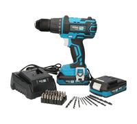 PRO Series Taladro atornillador percutor de batería (20 V, 2 baterías, 2 Ah, 50 Nm)