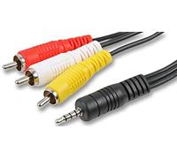 Pro Signal - Conector de 3,5 mm 4 polos a 3 conectores Phono (RCA), 5 m, color negro