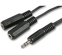 Pro Signal PSG01011 - Conector estéreo de 3,5 mm a 2 enchufes para auriculares (1,5 m), color negro