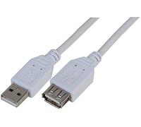 Pro Signal PSG91458 Cable USB 2.0 A macho a A hembra, blanco, 2 m