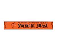 Pro Sistema de wd0918.49, impresiones de advertencia Vorsicht Glas con cristal y pantalla, en 3 idiomas, 50 mm Ancho de banda, 66 m de longitud, PP (6 unidades)