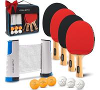 PRO SPIN Set de Ping Pong Portátil - Kit Premium con Red Retráctil para Cualquier Mesa, Palas, Pelotas de Ping Pong 3 Estrellas y Caja de Almacenamiento - Regalo Ideal - Interior/Exterior