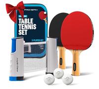 PRO-SPIN Set de Ping Pong Portátil - Kit Premium con Red Retráctil para Cualquier Mesa, Palas, Pelotas de Ping Pong 3 Estrellas y Caja de Almacenamiento - Regalo Ideal - Interior/Exterior