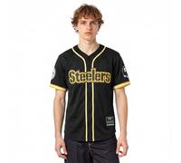 Pro Standard Mens NFL Pittsburgh Steelers Mesh Button Down Mesh Top Black/Yellow 3XL