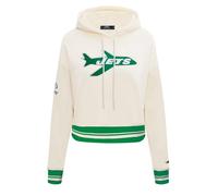 Pro Standard Womens NFL Retro Classics Brushed Back French Terry Cropped Pullover Hoodie Sudadera con Capucha, Cáscara de Huevo/Verde Kelly, M para Mujer