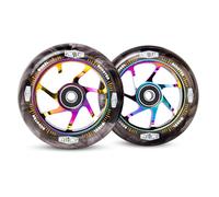 Pro Stunt Lot de 2 ruedas de repuesto para patinete - Efecto acuarela - Rodamientos ABEC-9 instalados - 100 mm - 24 mm - Negros - Negros