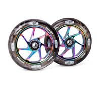 Pro Stunt Lot de 2 ruedas de repuesto para patinete - Efecto acuarela - Rodamientos ABEC-9 instalados - 110 mm - 24 mm - Negros - Negros