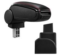 pro.tec Apoyabrazos Cómodo con Compartimento Acolchado Interior Reposabrazos Central Plegable Accesorio para Coche Tapizado Polipiel - Negro/Rojo
