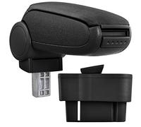 pro.tec Apoyabrazos con Compartimento Interior para Coche Reposabrazos Central Acolchado Tapizado Tela - Negro