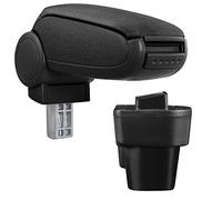 pro.tec Apoyabrazos de Coche con Compartimento Reposabrazos Central Consola Plegable- Tapizado - Tela - Negro