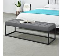 pro.tec Banco Tapizado Acolchado Taburete Pie de Cama Banqueta Pasillo Salón Dormitorio Tela/Metal/Espuma Fría 120 x 40 x 38 cm - Gris