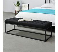 pro.tec Banco Tapizado Acolchado Taburete Pie de Cama Banqueta Pasillo Salón Dormitorio Tela/Metal/Espuma Fría 120 x 40 x 38 cm - Negro
