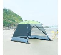 pro.tec Carpa Desmontable Mosquiteras con Cremallera Pergola de Jardín Cenador con Bolsa de Transporte 10x Estacas para Festival Campamento Poliéster Fibra de Vidrio 305x305x213 cm - Gris/Verde