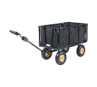 pro.tec Carro Plegable con Ruedas Corropoli Carro Playa Carrito de Jardín con Estante de Rejillas Asa Ergonómica 4 Ruedas máx. 550 kg Acero Tela 112 x 51 cm - Negro/Amarillo
