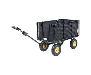 pro.tec Carro Plegable con Ruedas Corropoli Carro Playa Carrito de Jardín con Estante de Rejillas Asa Ergonómica 4 Ruedas máx. 550 kg Acero Tela 112 x 51 cm - Negro/Amarillo
