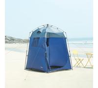 pro.tec Ducha Portátil Ayas Privacidad Tienda Ducha Cambiador Vestuario para Camping Playa con Bolsillos Bolsa Suelo de Malla Desmontable Desplegable Pop-UP Poliéster 150 x 150 x 200 cm - Azul/Gris