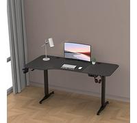 pro.tec Escritorio con Tablero Eléctrico de Altura Regulable Mesa de Pie 73-118 cm 2 Opciones Memoria en Forma de L Aglomerado Aluminio 160 x 60/75 cm Negro