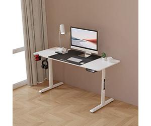 pro.tec Escritorio Rectangular Ajustable en Altura Eléctrico Alfombrilla de Ratón XXL 72-117 x 140 x 60 cm 2 Opciones Memoria Aglomerado/Aluminio Blanco