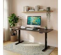 pro.tec Escritorio Stryn Rectangular Regulable en Altura 72-117 cm con Clips y 2 Salidas de Cables Eléctrico 2 Opciones (Sentado y de Pie) Alfombrilla de Ratón XXL 120 x 60 cm Aglomerado/Acero - Nogal