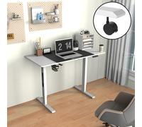 pro.tec Escritorio Stryn Rectangular Regulable en Altura Eléctrico 2 Opciones (Sentado y de Pie) con 4 Ruedas y Alfombrilla de Ratón XXL 72/117 x 120 x 60 cm Aglomerado/Acero Blanco