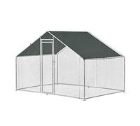 pro.tec Gallinero para Exterior Wels 3 x 2 x 2 m Jaula al Aire Libre Voladero para Aves con Techo Polietileno Recinto Exterior para Gatos Malla Metalica Acero Plata y Verde Oscuro