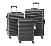 pro.tec Juego de Maletas Rigídas Pona 3 Piezas Cerradura TSA Maleta Cabina Talla S/M/L con Neceser Báscula de Equipaje Etiquetas 4 Ruedas de 360° ABS Tela 40/70/100 L - Negro