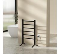 pro.tec Radiador Toallero Eléctrico de Pared o Indepediente Secatoallas para Espacios Reducidos con 6 Barras 100W IP24 Temporizador de 2 o 4 Horas Aluminio 85 x 55 cm - Negro