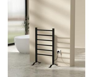 pro.tec Radiador Toallero Eléctrico de Pared o Indepediente Secatoallas para Espacios Reducidos con 6 Barras 100W IP24 Temporizador de 2 o 4 Horas Aluminio 85 x 55 cm - Negro