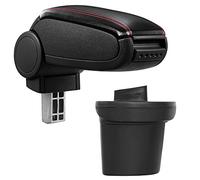 pro.tec Reposabrazos central - apoyabrazos con compartimento - tapizado - polipiel - negro con costuras de color rojo