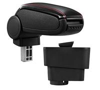 Reposabrazos Central - apoyabrazos con Compartimento - tapizado - Polipiel - Negro con Costuras de Color Rojo