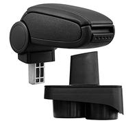 pro.tec Reposabrazos Central - apoyabrazos con Compartimento - tapizado - Polipiel - Negro con Costuras de Color Negro