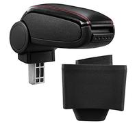 Reposabrazos Central - apoyabrazos con Compartimento - tapizado - Polipiel - Negro con Costuras de Color Rojo