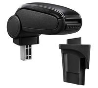 Reposabrazos central - apoyabrazos con compartimento - tapizado - polipiel - negro con costuras de color blanco