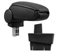 pro.tec Reposabrazos Central de Máxima Calidad - Apoyabrazos con Compartimento - Tapizado - Polipiel - Negro con Costuras de Color Negro