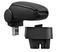 pro.tec Reposabrazos Central para Coche Apoyabrazos con Compartimento - Tapizado - Polipiel - Negro con Costuras de Color Negro