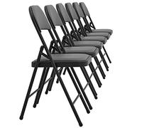 pro.tec Set de 6 Sillas de Oficina Plegable Silla de Conferencia Funda Lavable Tapizados con Cuero Sintético 46 x 80 x 50 cm - Gris
