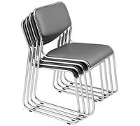 pro.tec Silla de Oficina Silla de Trabajo Asiento y Respaldo Acolchado 51 x 77 x 55 cm Tapicería de Cuero sintético Elegante Gris 4 x sillas