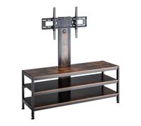 pro.tec Soporte de Pie para TV con Mesa Ajustable en Altura para Pantalla Monitor hasta 70" Mueble de Tele para Dormitorio Salas de Conferencia Cine en Casa Acero Aglomerado - Negro y Roble Rústico