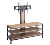 pro.tec Soporte de Pie para TV Stockholm con Mesa Ajustable en Altura para Pantalla Monitor hasta 70" Mueble de Tele para Salas de Conferencia Cine en Casa Acero - Negro y Roble