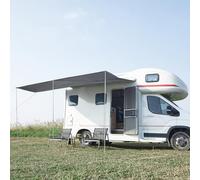 pro.tec Toldo para Caravana con Postes Bolsa de Transporte Lona para Camping Material Resistente e Impermeable Protección UV Poliéster Acero 400 x 240 x 235 cm - Gris