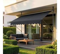 pro.tec Toldo Retráctil Stem Toldos Exterior Terraza Balcón Ajustable en Altura Manual Resistente Protector de Sol Sin Taladrar Acero/Poliéster 350 x 120 x 220-309 cm - Gris