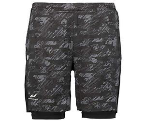 Pro Touch 2-in-1 Striko Pantalones Cortos, Hombre, Gris Oscuro/Negro, Small