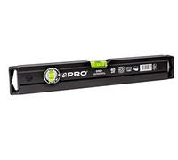 PRO800 Nivel de burbuja 40cm fresado en un lado con perfil ergonómico - ERS+ (Easy Reading System) Nivel de precisión con tapones antichoque - Color Negro
