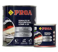 PROA ESMALTE POLIURETANO DOS COMPONENTES BRILLANTE. Gris Antracita RAL 7016. 750ML+100ML. Excelente adherencia para pintar sobre hierro, fibra, cristal.