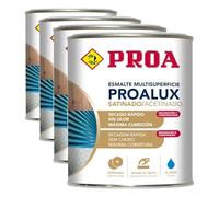 PROA PROALUX Esmalte al agua Multiadherente. Blanco. 250 ML. Multisuperficie. SATINADO (Paquete de 4)