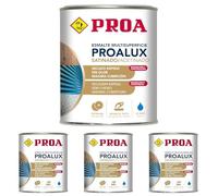PROA PROALUX Esmalte al agua Multiadherente. Marrón RAL 8016. 250 ML. Multisuperficie. SATINADO (Paquete de 4)