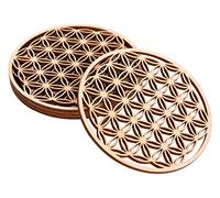 ProArts Flor de la Vida Posavasos - Posavasos de Madera Set de 4 Piezas 10x10cm para Café y Té - Flor de la Vida para la purificación y la meditación - Símbolos espirituales