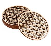 ProArts Flor de la Vida Posavasos - Posavasos de Madera Set de 6 Piezas 10x10cm - Posavasos para Café y Té - Flor de la Vida para la purificación y la meditación - Símbolos espirituales de Madera
