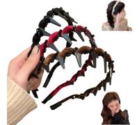 Probabledy Retro High Skull Pearl Headband, Fluffy High Cranial Headband, 1 Second Fluffy High Cranial Effect, Serrated Anti-Slip Teeth for Elegant Daily Wear (E-3PCS)